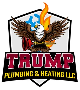Trump Plumbing & Heating LLC logo eagle with plunger over company name