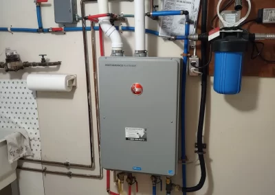 Tankless hot water heater and filter finished installation